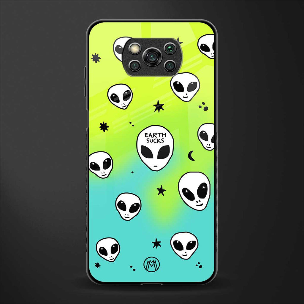 earth sucks neon edition glass case for poco x3 pro image