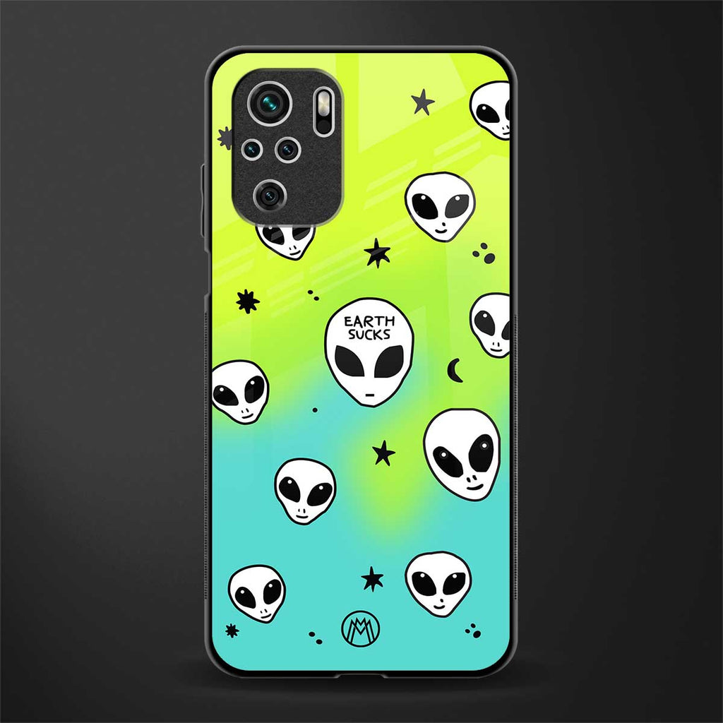 earth sucks neon edition glass case for redmi note 10 image