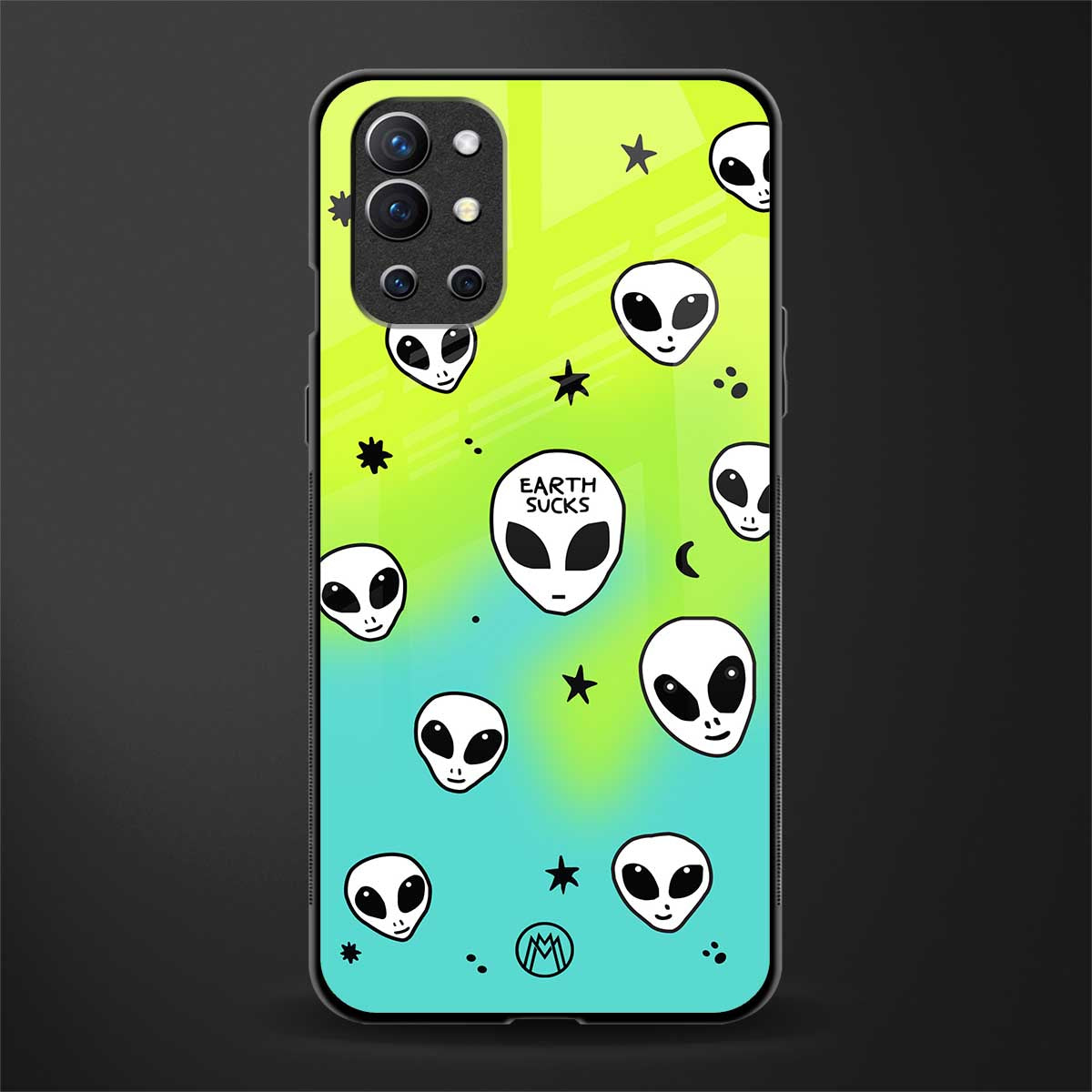 earth sucks neon edition glass case for oneplus 9r image
