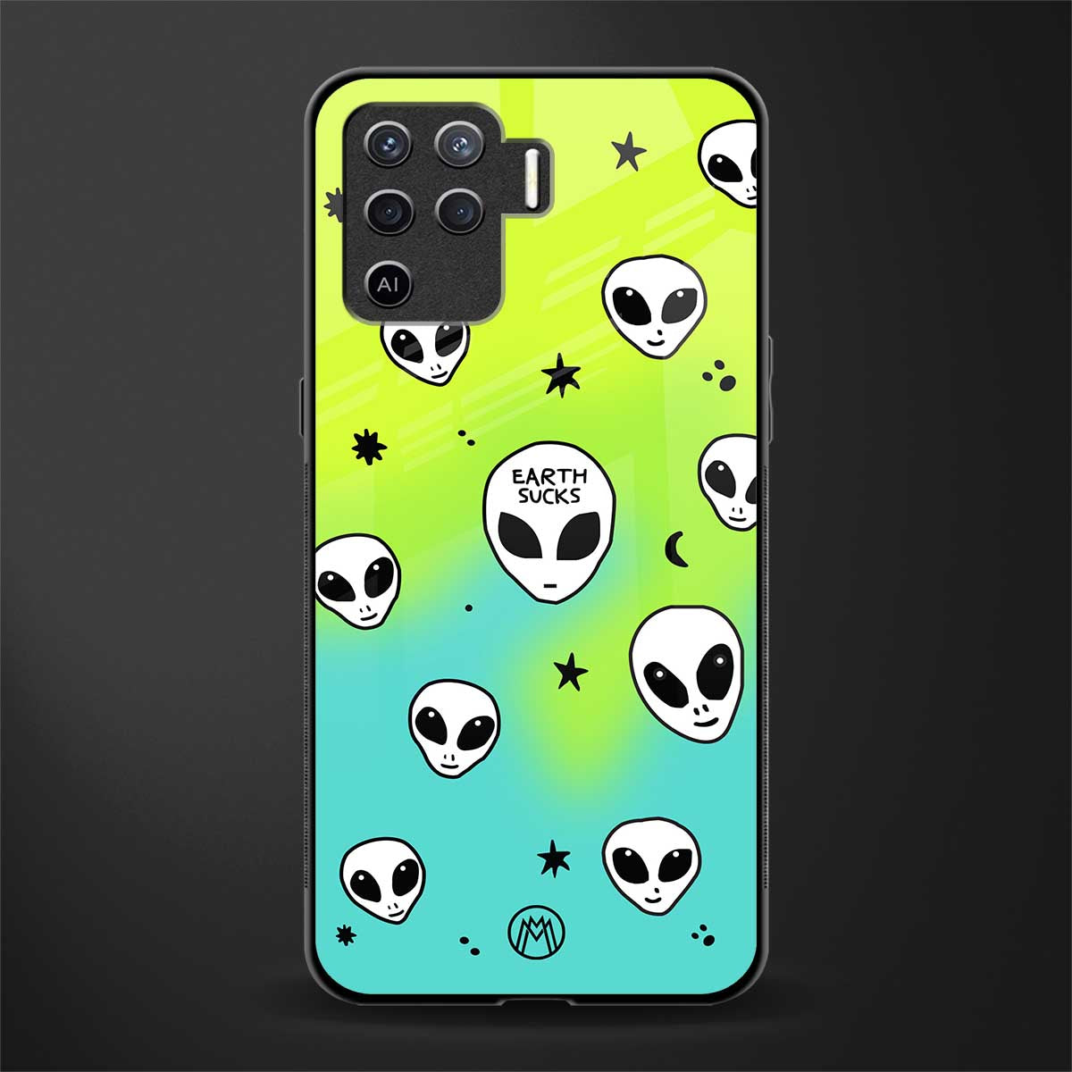earth sucks neon edition glass case for oppo f19 pro image