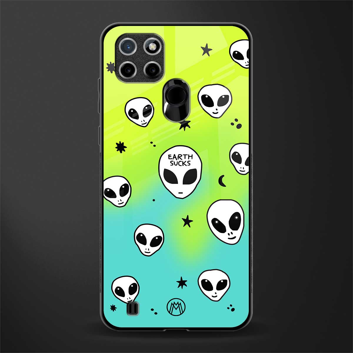 earth sucks neon edition glass case for realme c21 image