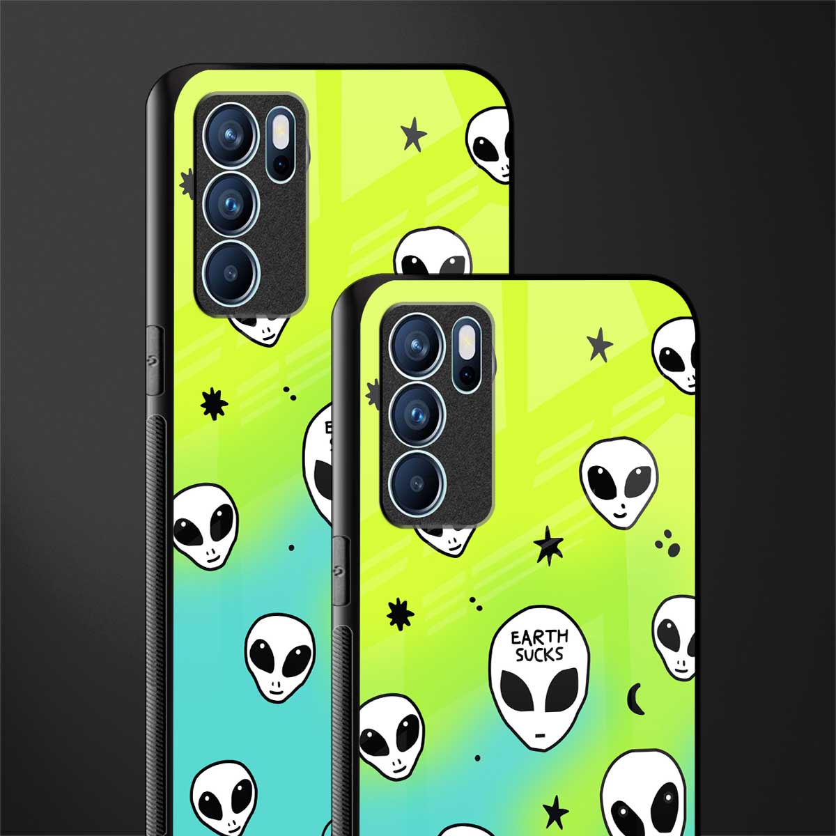 earth sucks neon edition glass case for oppo reno6 5g image-2