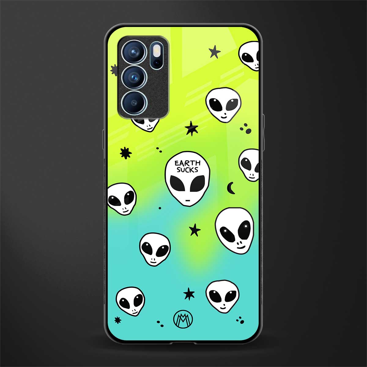 earth sucks neon edition glass case for oppo reno6 5g image