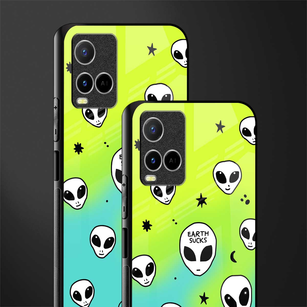 earth sucks neon edition glass case for vivo y33s vivo y33t image-2