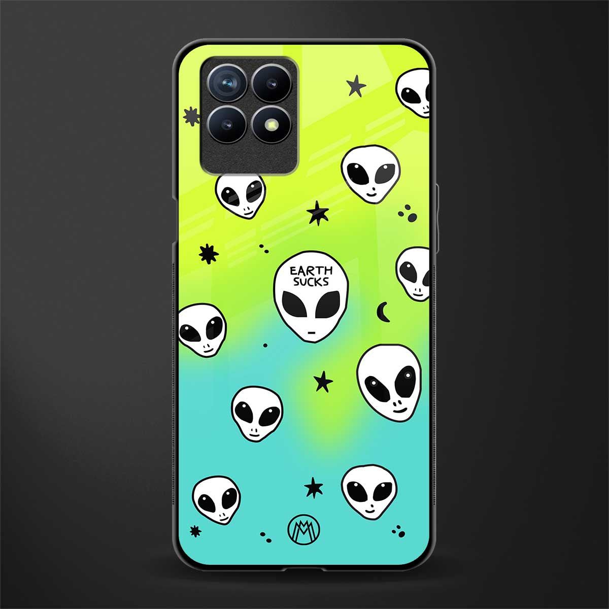 earth sucks neon edition glass case for realme 8i image