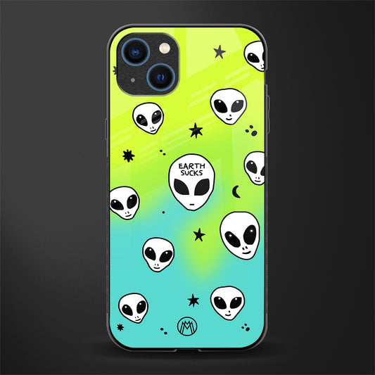 earth sucks neon edition glass case for iphone 14 plus image