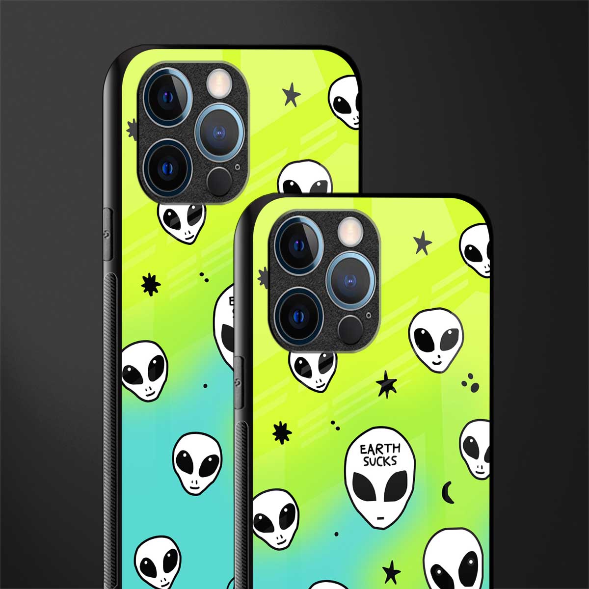 earth sucks neon edition glass case for iphone 12 pro image-2