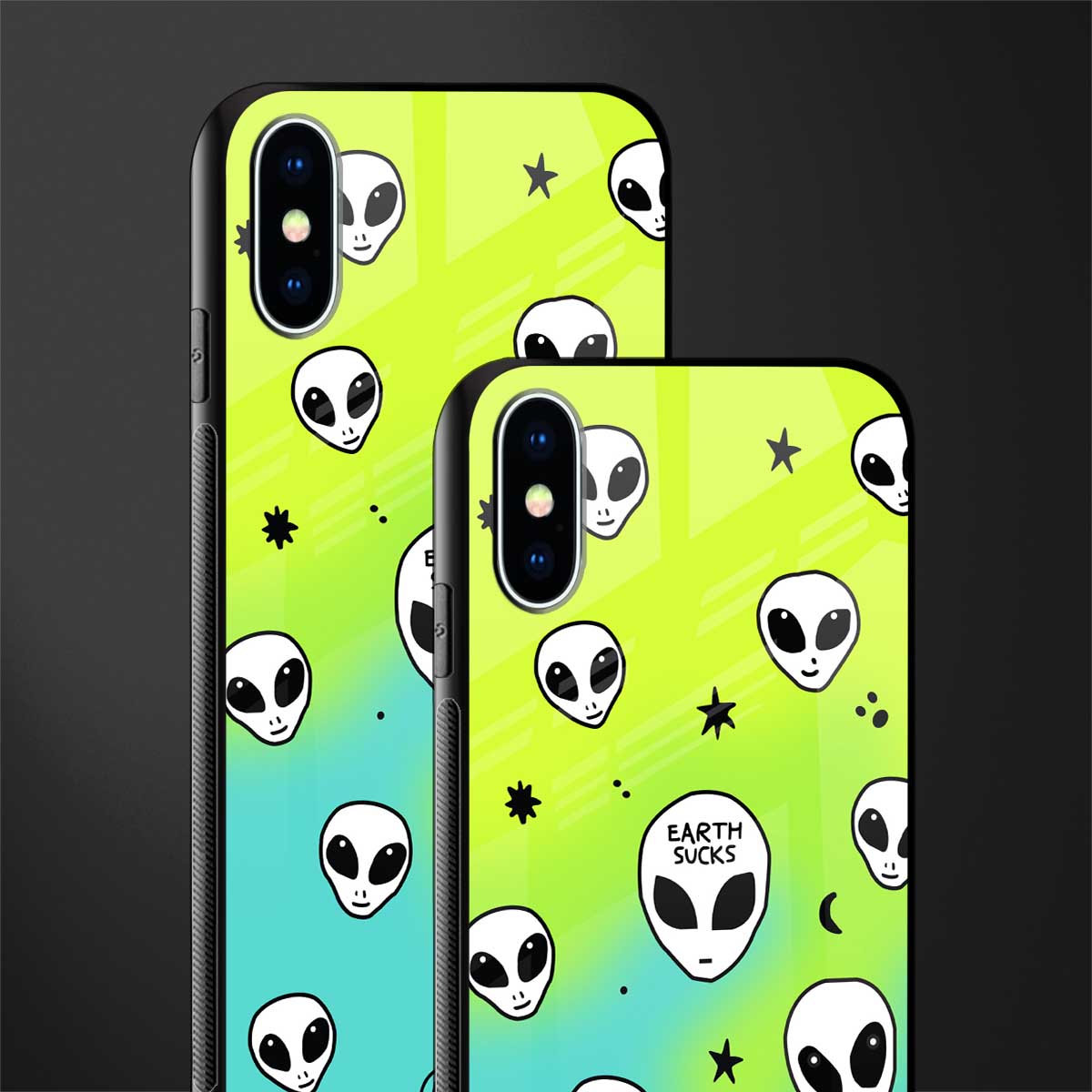 earth sucks neon edition glass case for iphone xs image-2