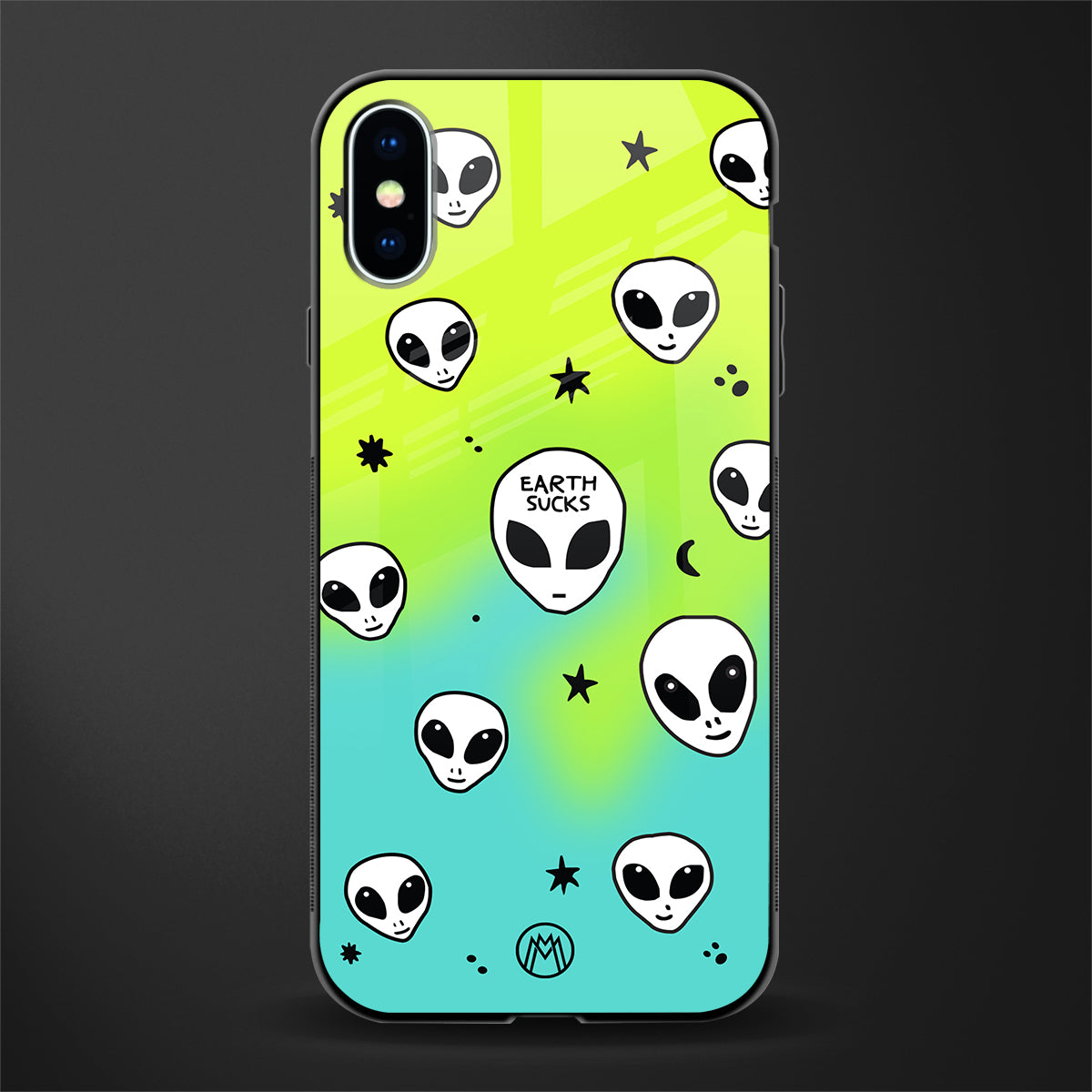 earth sucks neon edition glass case for iphone xs image