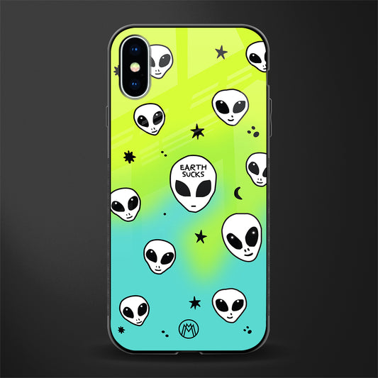 earth sucks neon edition glass case for iphone xs image