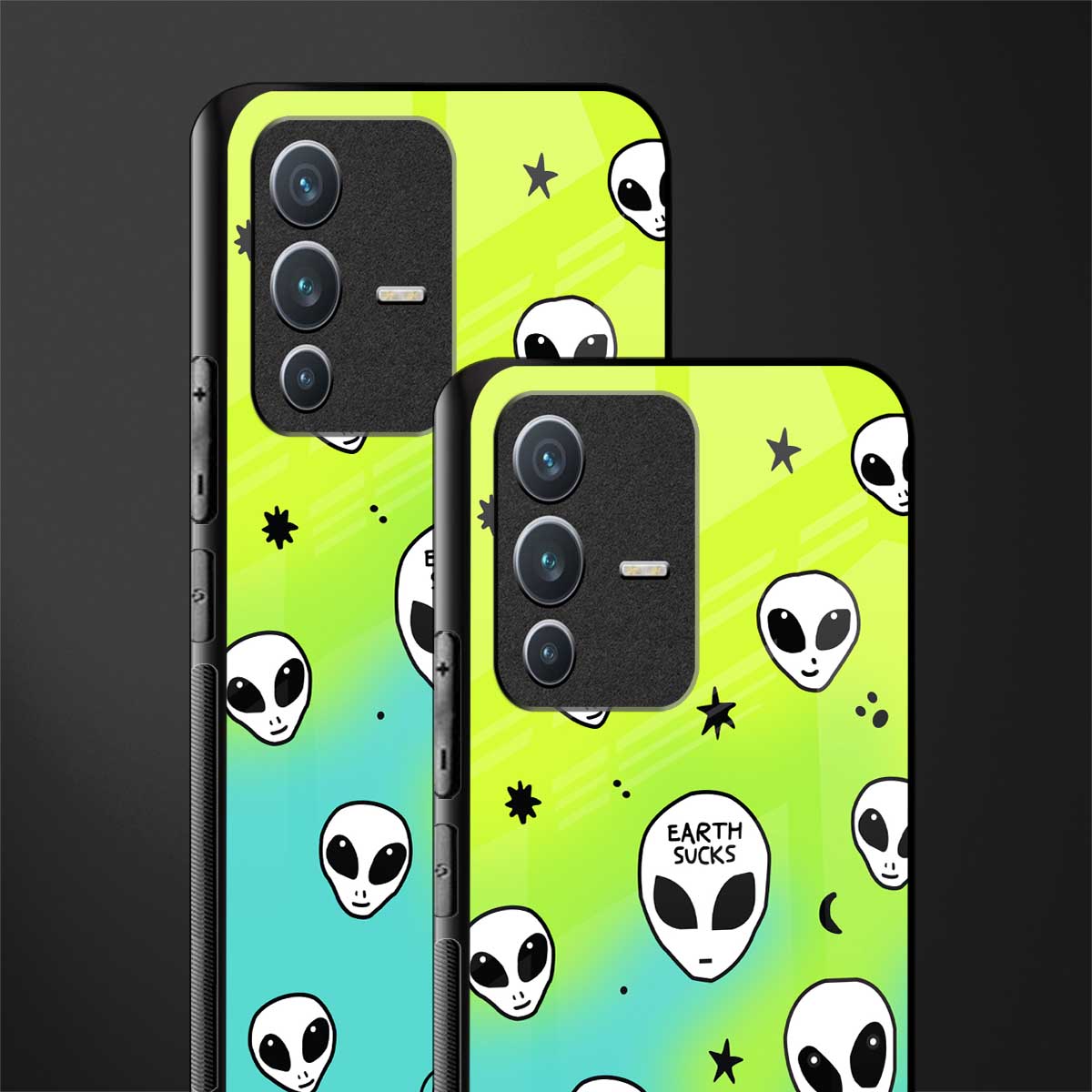 earth sucks neon edition glass case for vivo v23 5g image-2