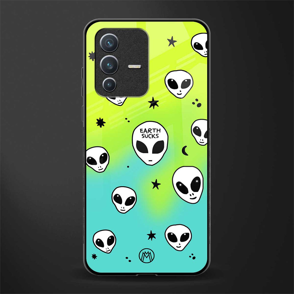 earth sucks neon edition glass case for vivo v23 5g image