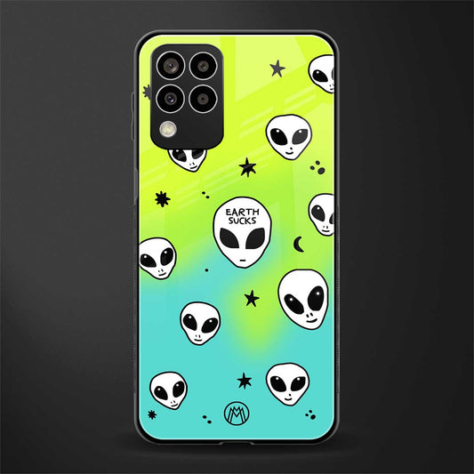earth sucks neon edition back phone cover | glass case for samsung galaxy m33 5g