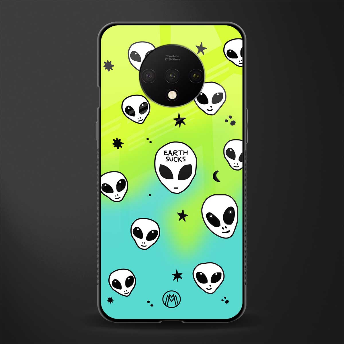 earth sucks neon edition glass case for oneplus 7t image