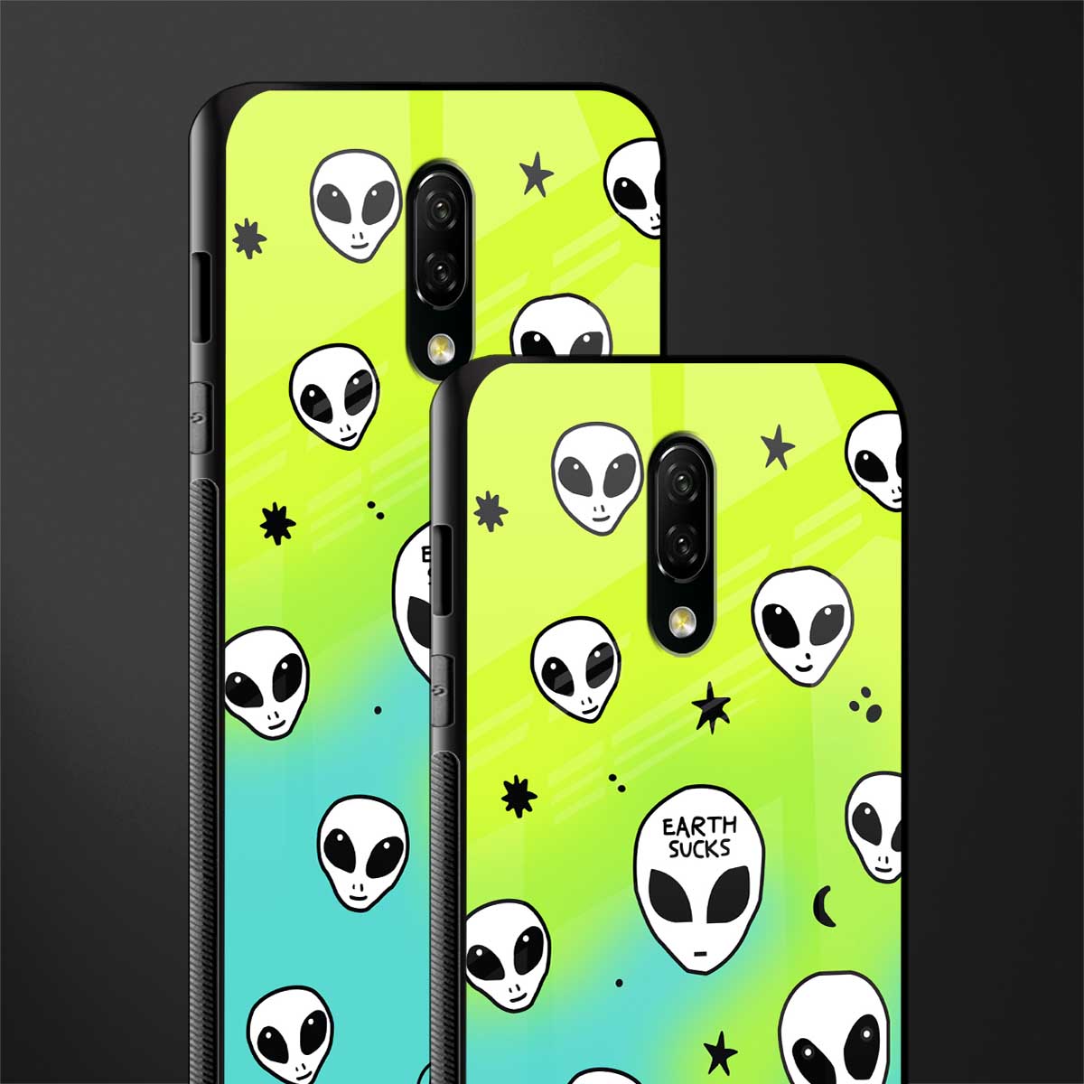 earth sucks neon edition glass case for oneplus 7 image-2