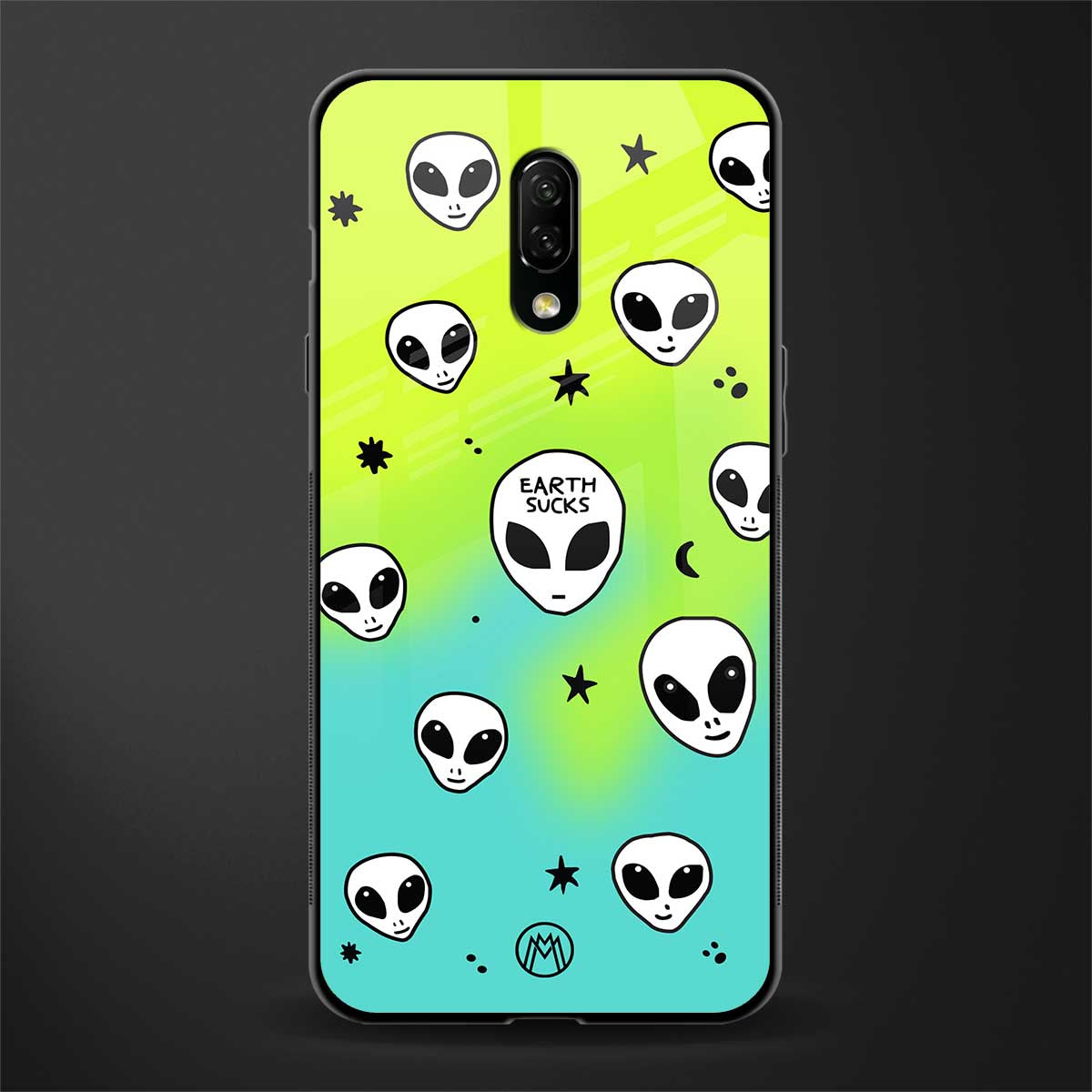 earth sucks neon edition glass case for oneplus 7 image