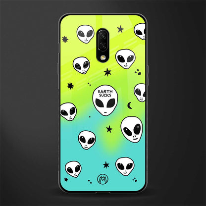 earth sucks neon edition glass case for oneplus 7 image
