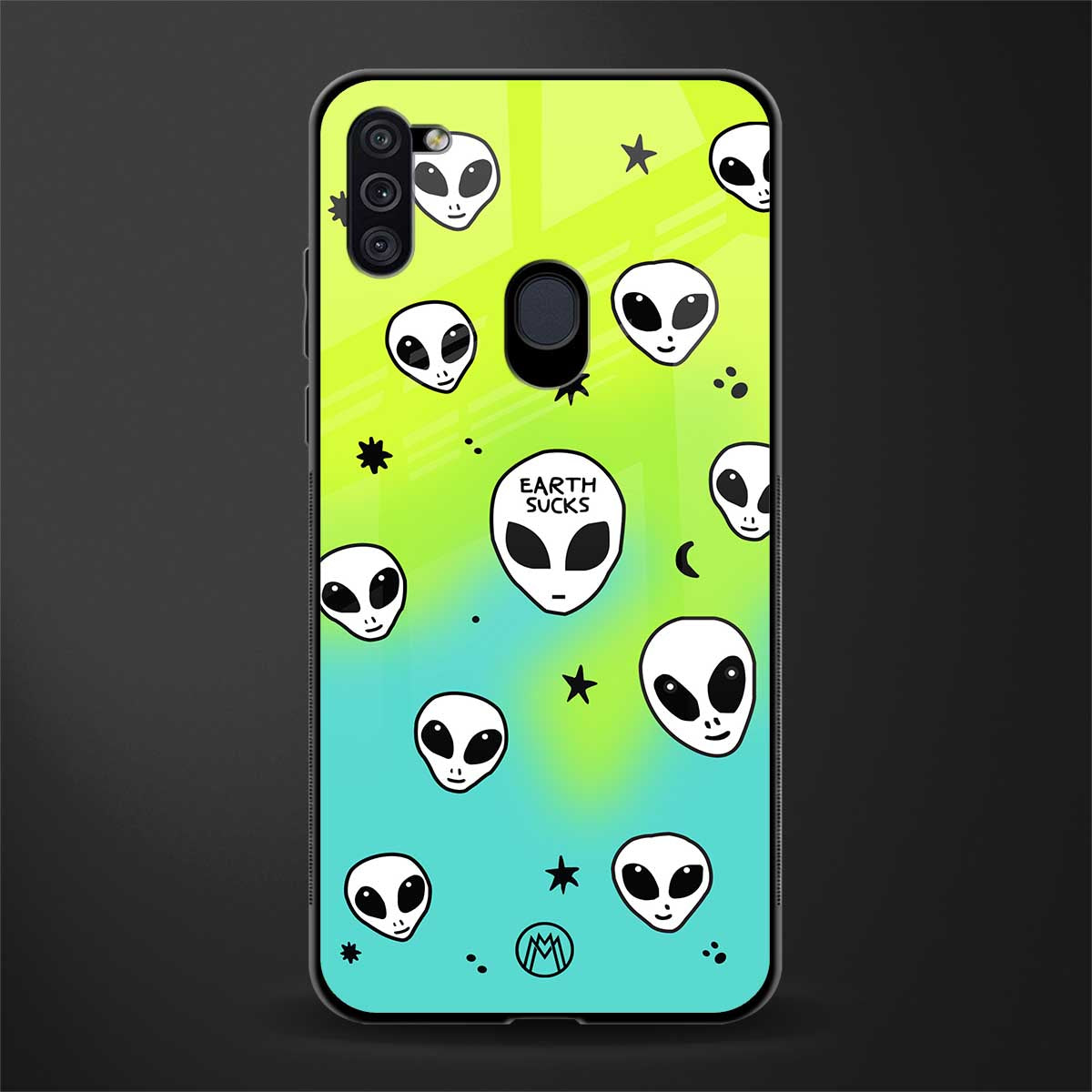 earth sucks neon edition glass case for samsung galaxy m11 image
