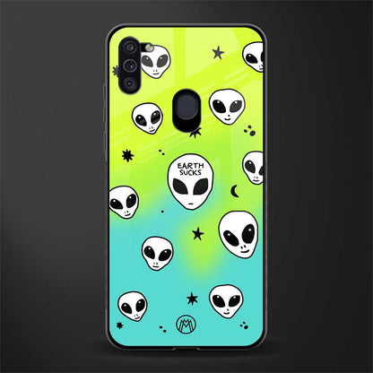 earth sucks neon edition glass case for samsung galaxy m11 image