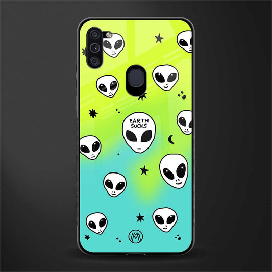 earth sucks neon edition glass case for samsung galaxy m11 image