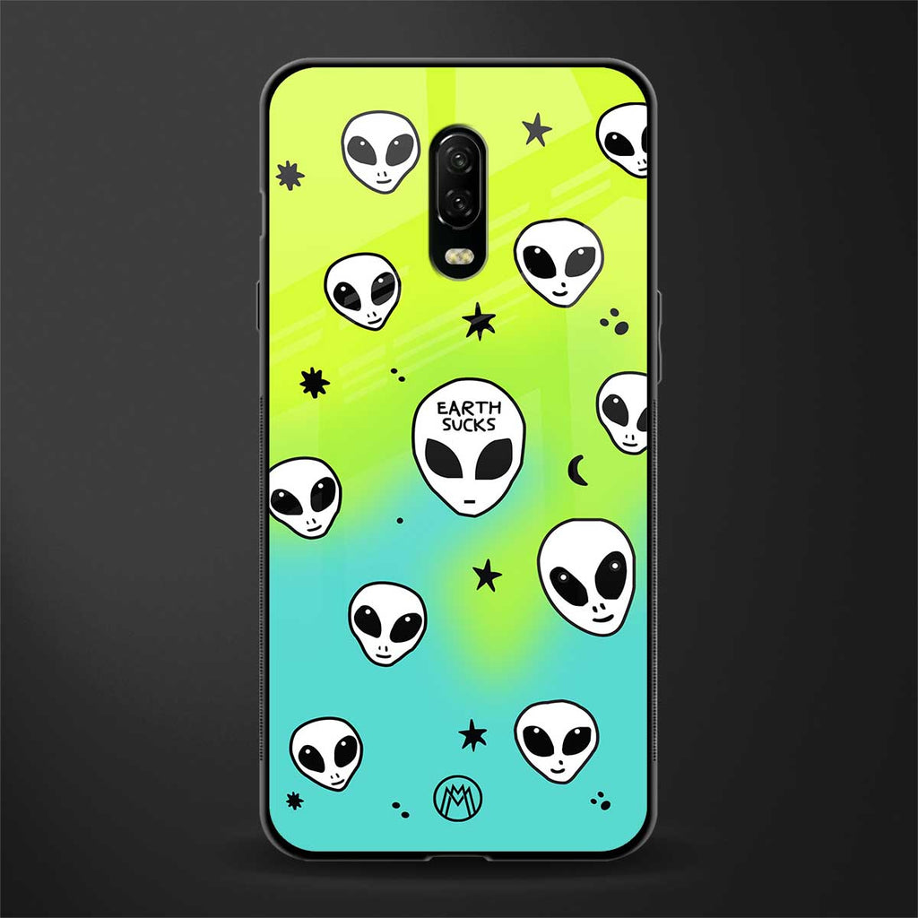 earth sucks neon edition glass case for oneplus 6t image
