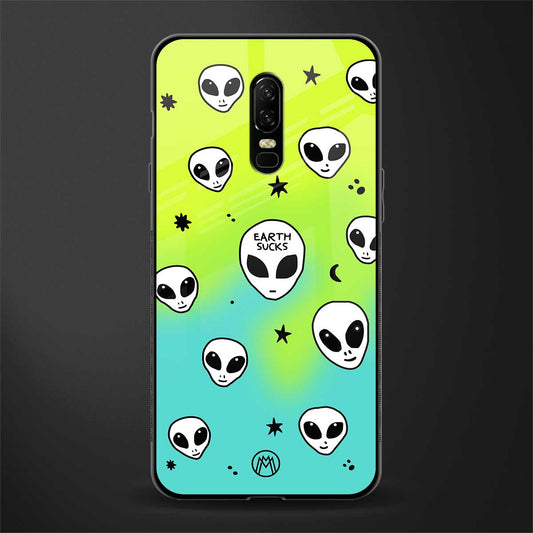 earth sucks neon edition glass case for oneplus 6 image
