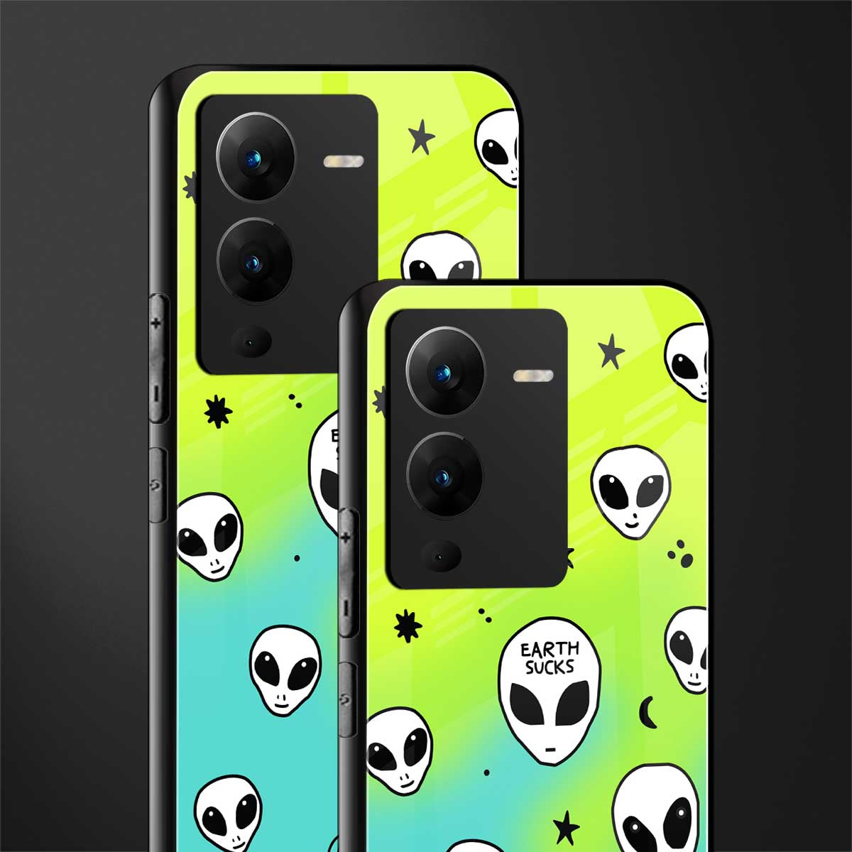 earth sucks neon edition back phone cover | glass case for vivo v25 pro 5g
