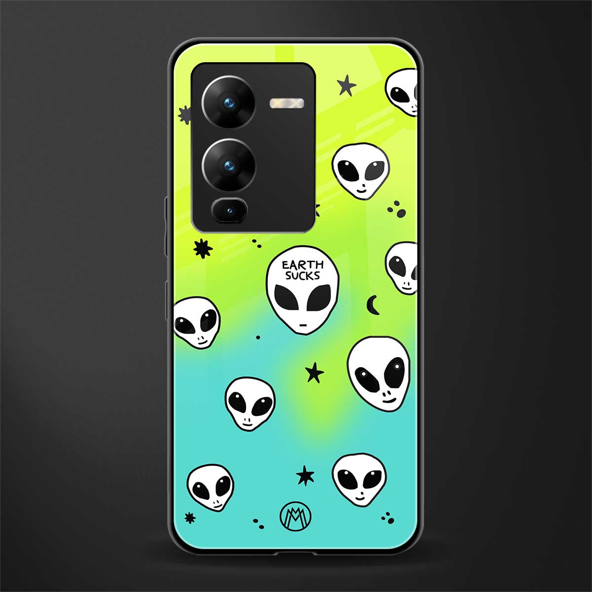 earth sucks neon edition back phone cover | glass case for vivo v25 pro 5g
