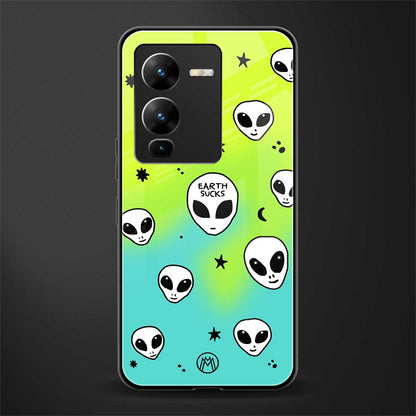 earth sucks neon edition back phone cover | glass case for vivo v25 pro 5g
