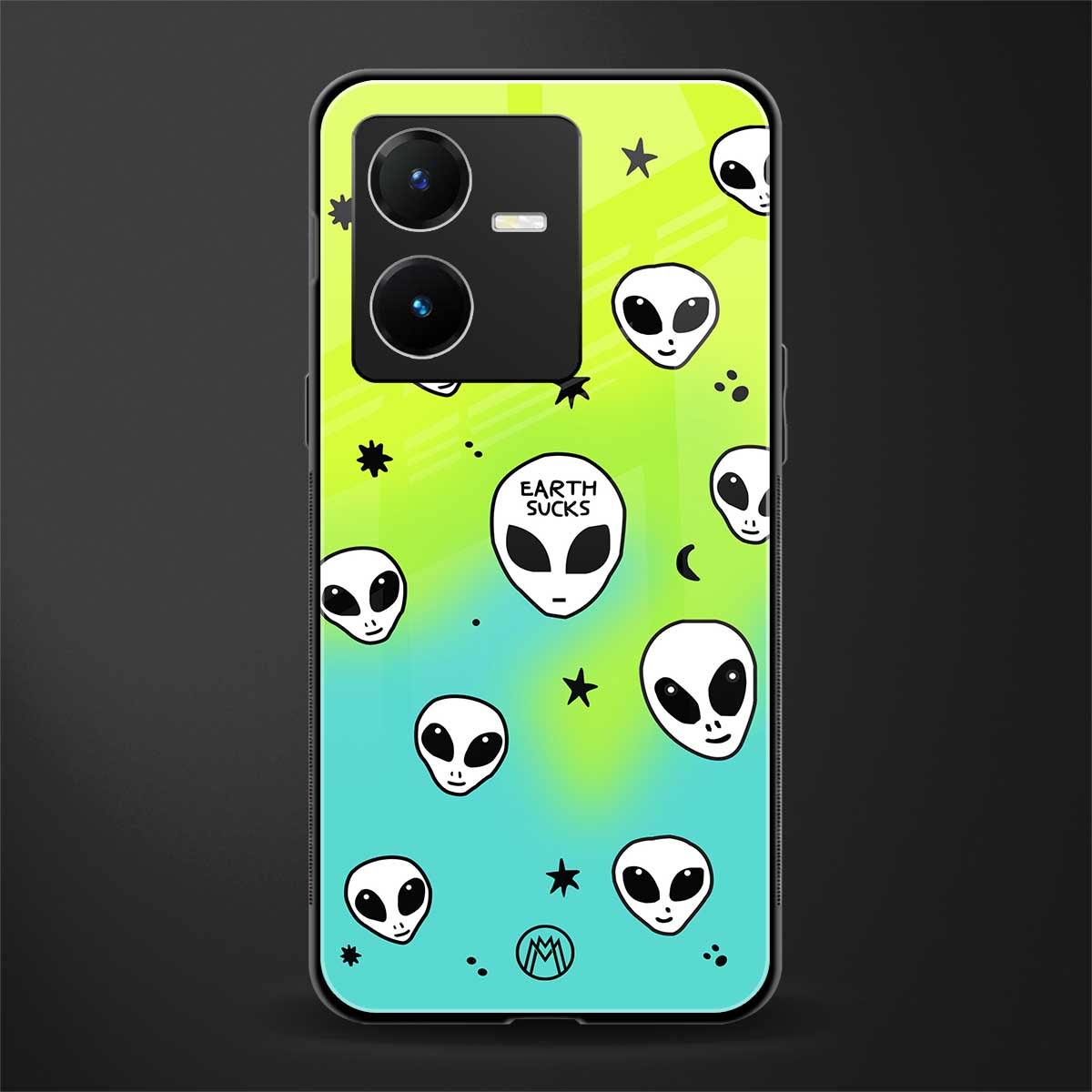 earth sucks neon edition back phone cover | glass case for vivo y22