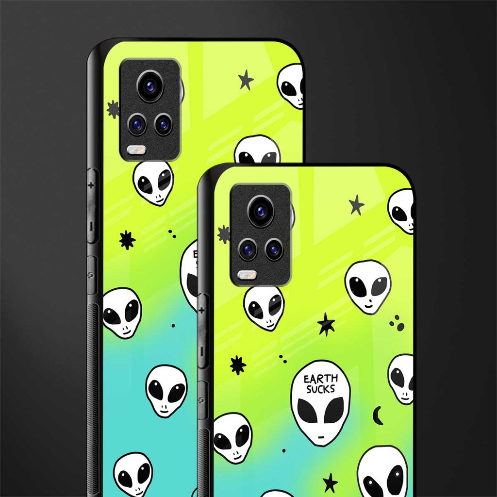 earth sucks neon edition back phone cover | glass case for vivo v21e 4g