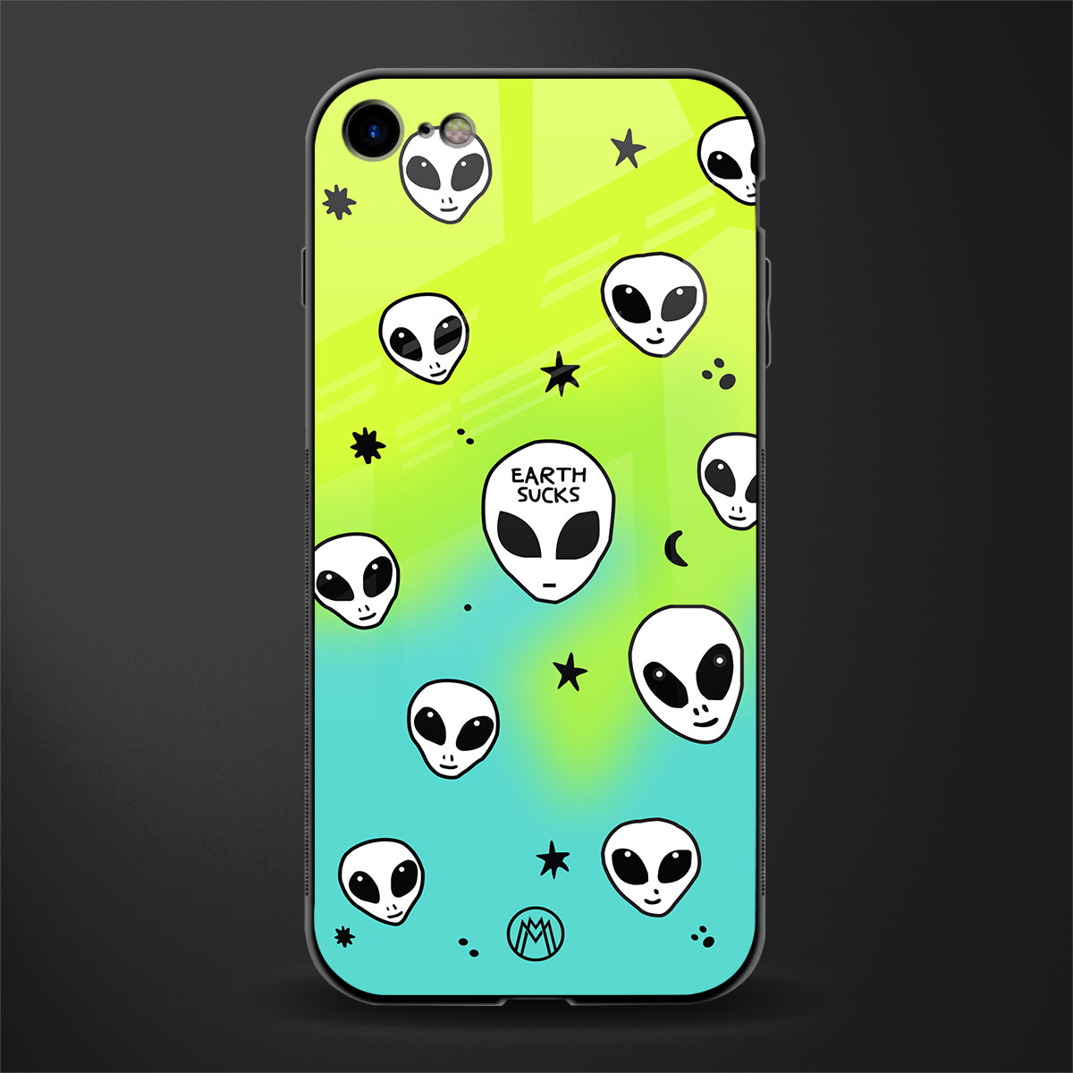 earth sucks neon edition glass case for iphone 8 image