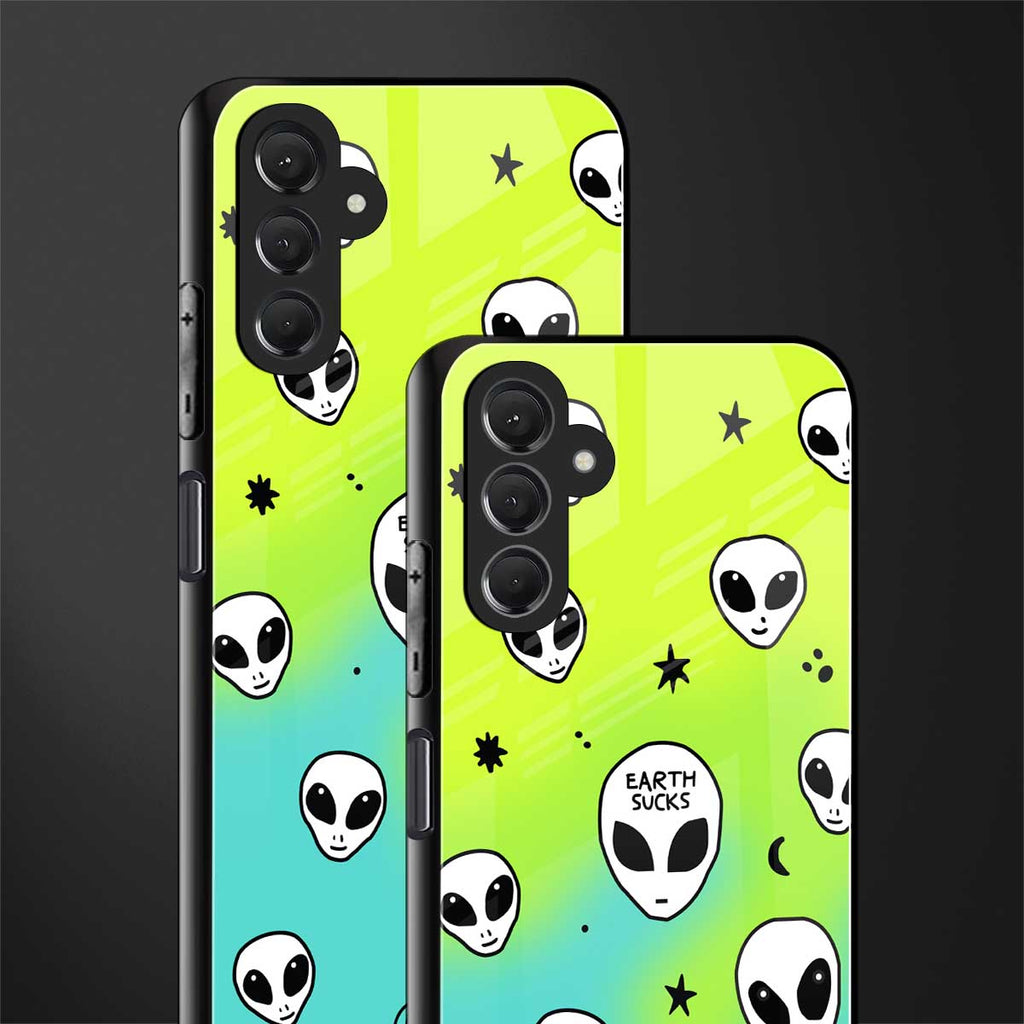 earth sucks neon edition back phone cover | glass case for samsun galaxy a24 4g