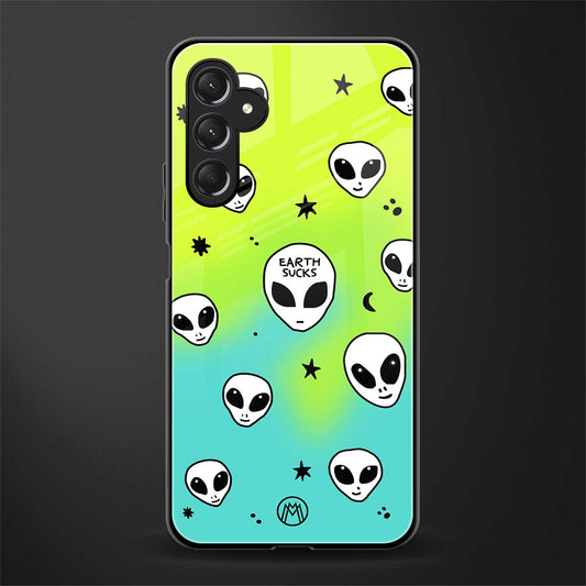 earth sucks neon edition back phone cover | glass case for samsun galaxy a24 4g
