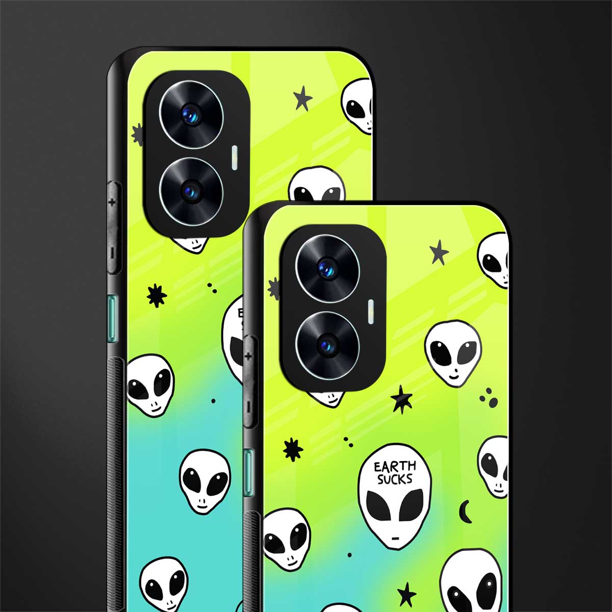 earth sucks neon edition back phone cover | glass case for realme c55