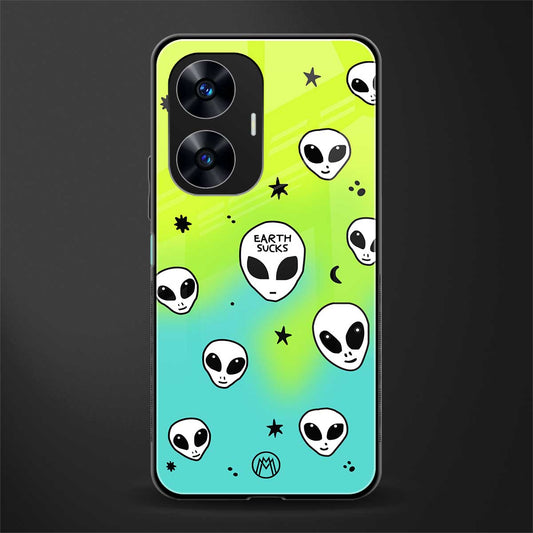 earth sucks neon edition back phone cover | glass case for realme c55