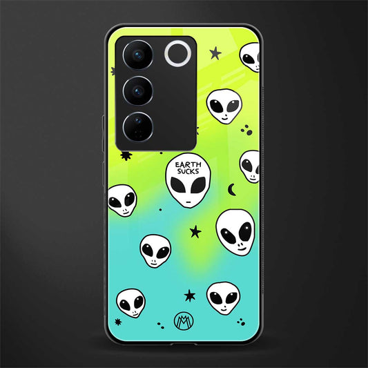 earth sucks neon edition back phone cover | glass case for vivo v27 pro 5g