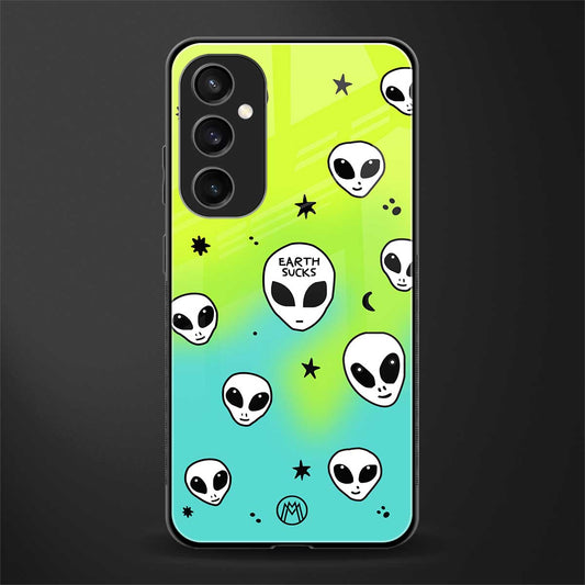 earth sucks neon edition back phone cover | glass case for samsung galaxy s23 fe 5g