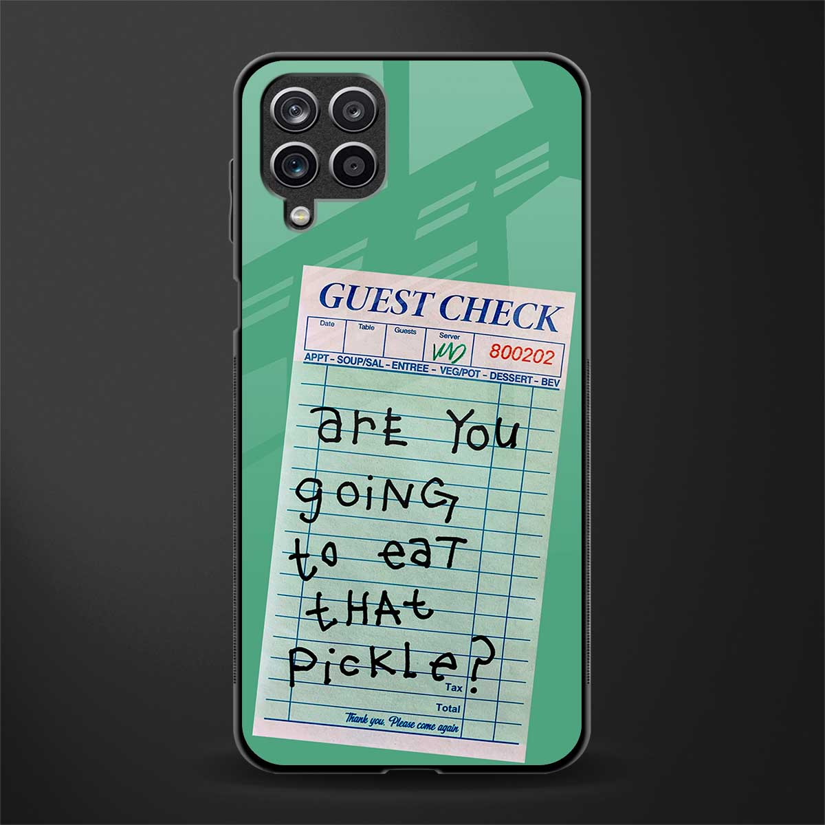 eat that pickle back phone cover | glass case for samsung galaxy a22 4g