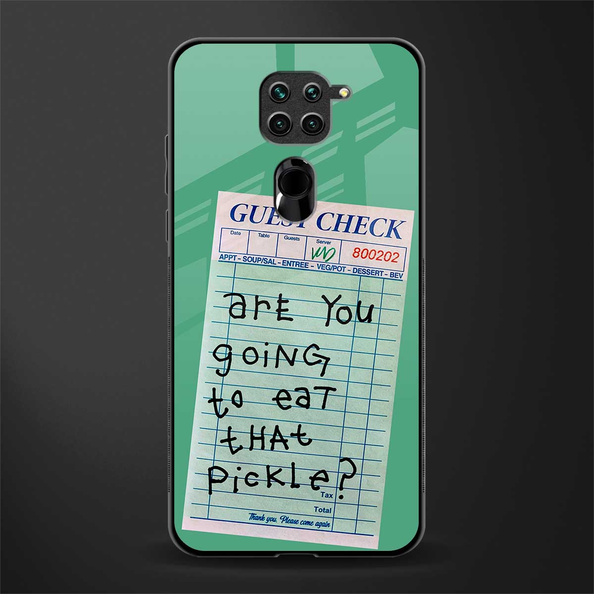 eat that pickle glass case for redmi note 9 image