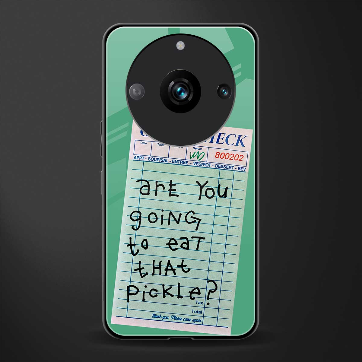 eat that pickle back phone cover | glass case for realme 11 pro 5g