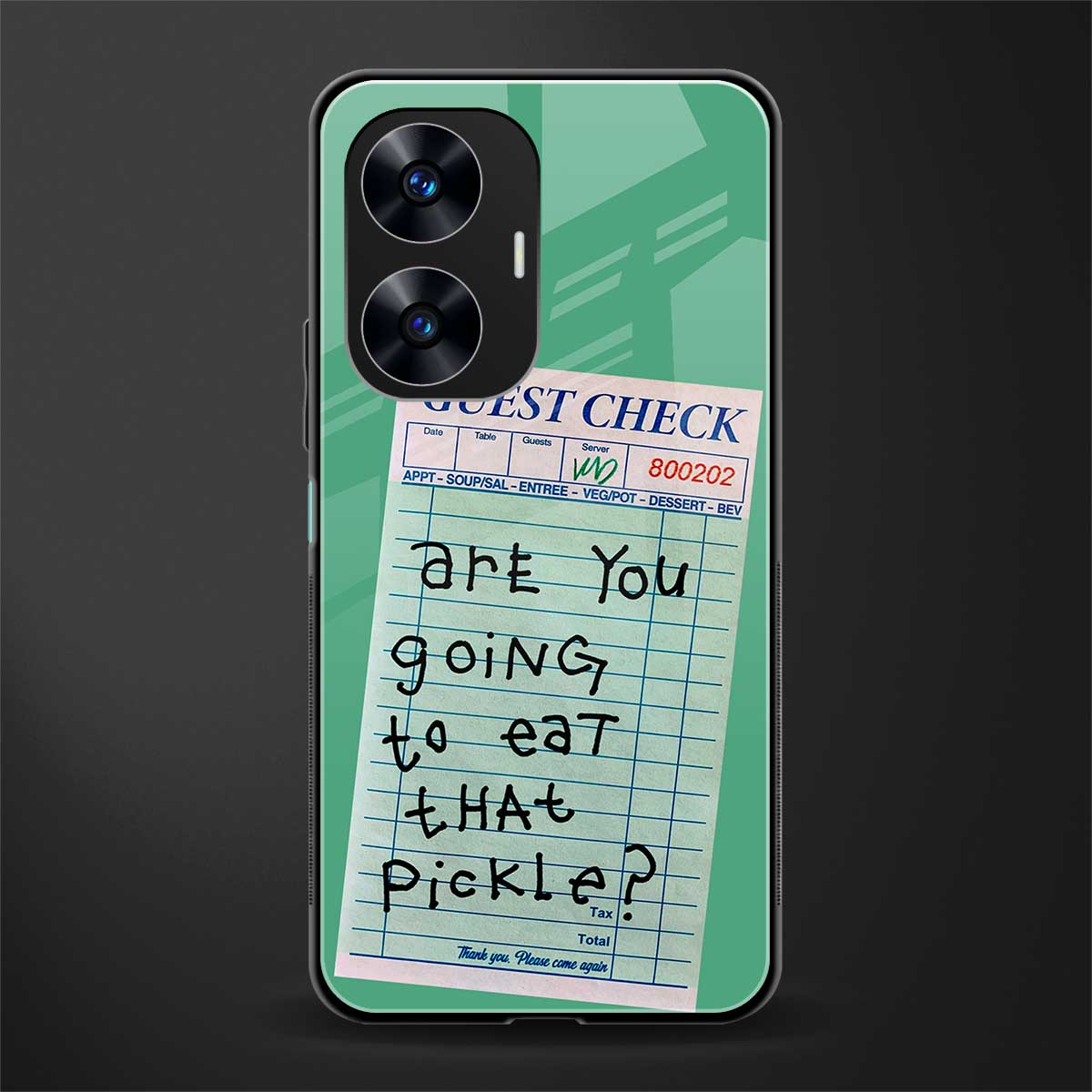 eat that pickle back phone cover | glass case for realme c55