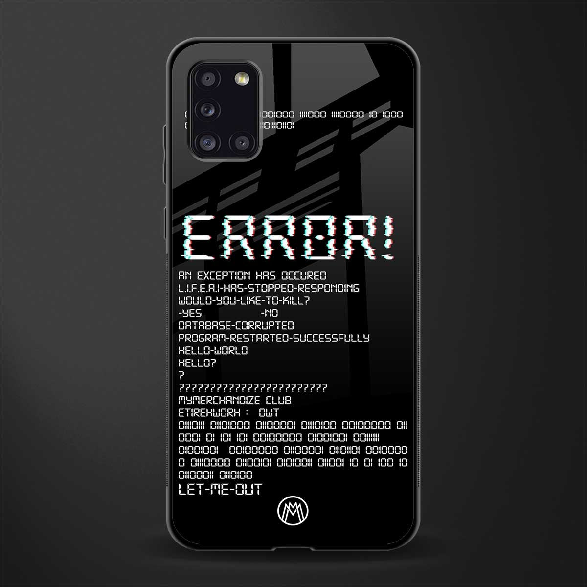 error glass case for samsung galaxy a31 image