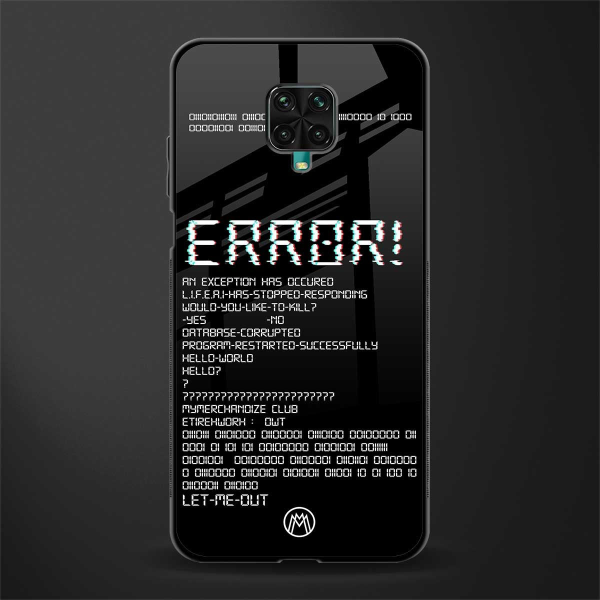 error glass case for redmi note 9 pro image