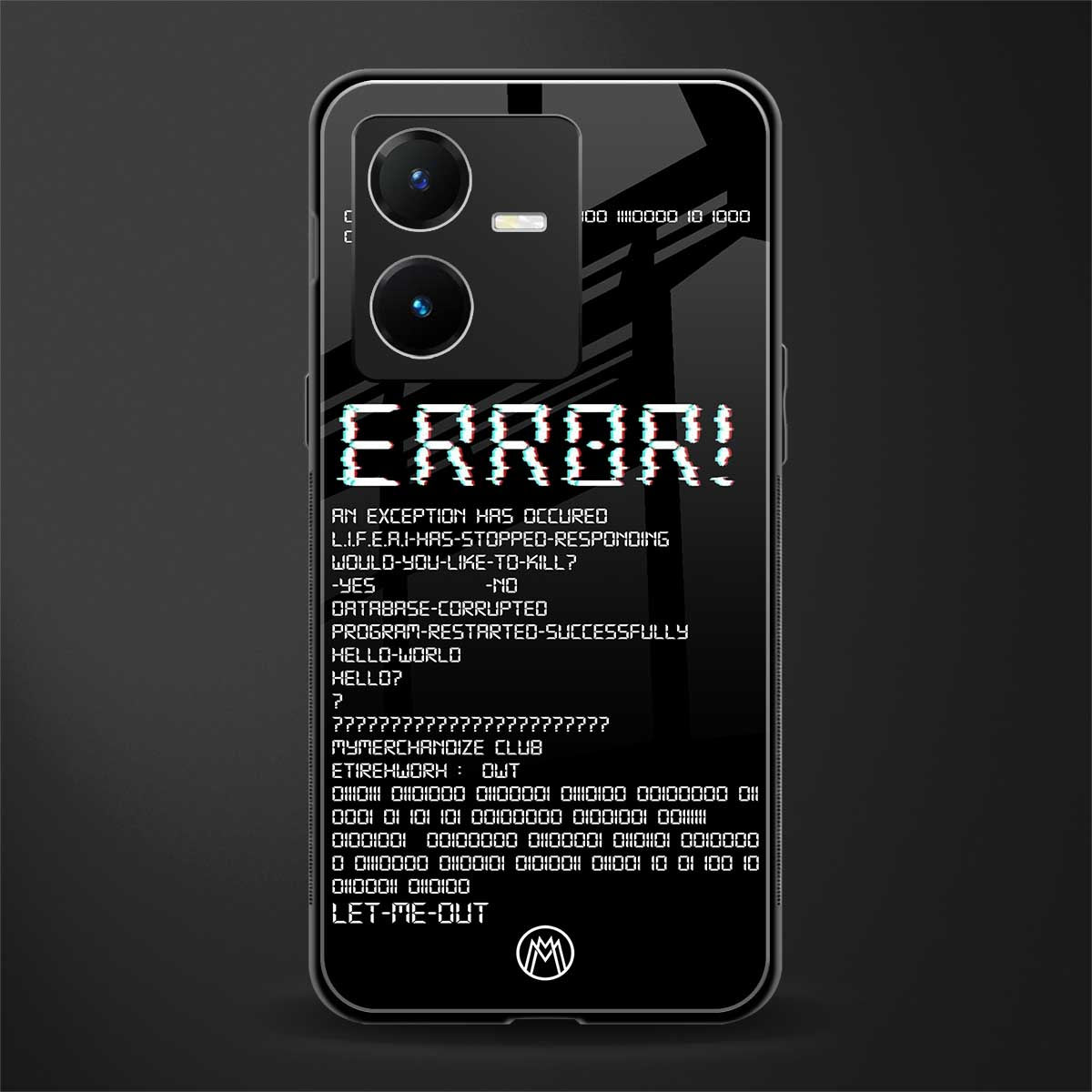 error back phone cover | glass case for vivo y22