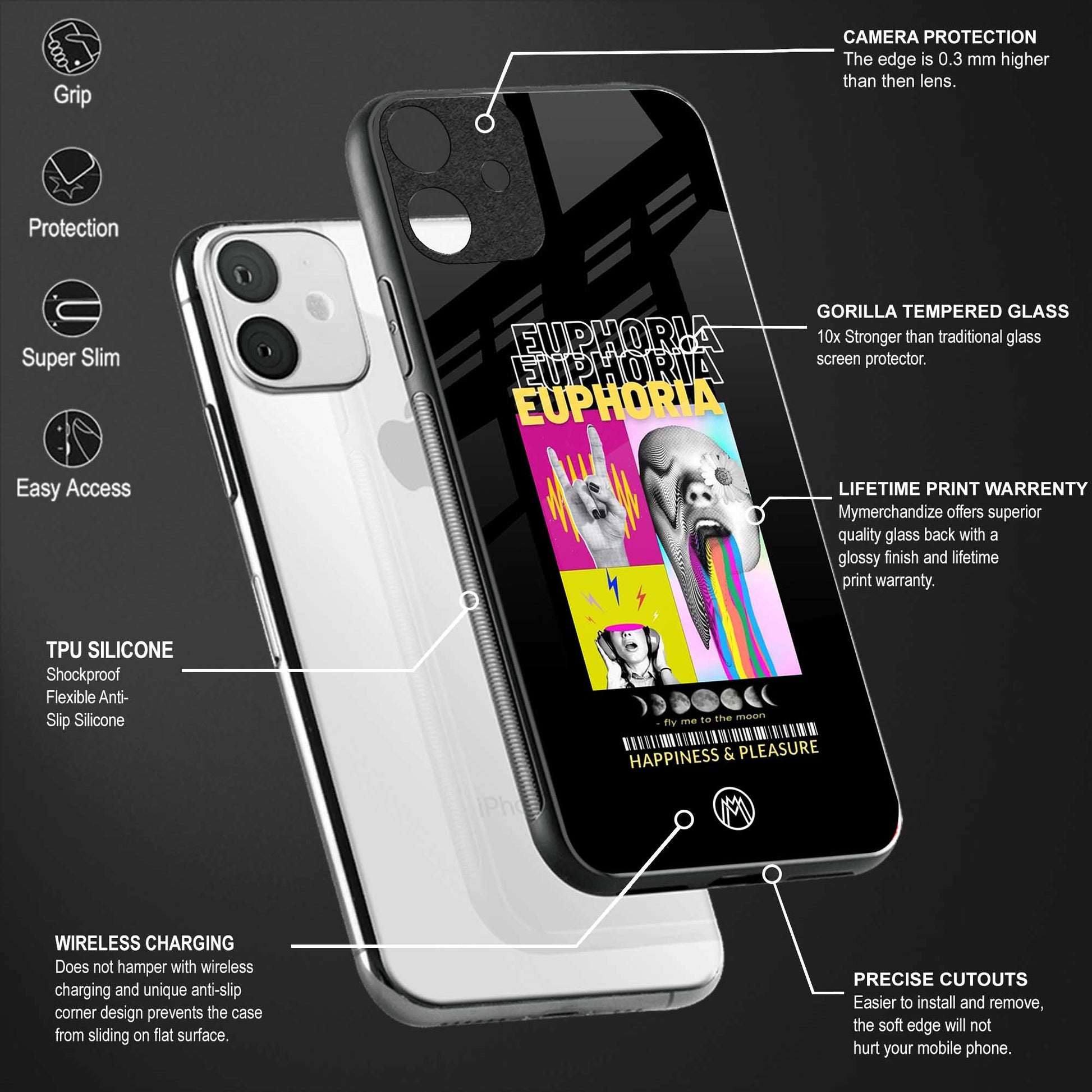 euphoria back phone cover | glass case for vivo y73
