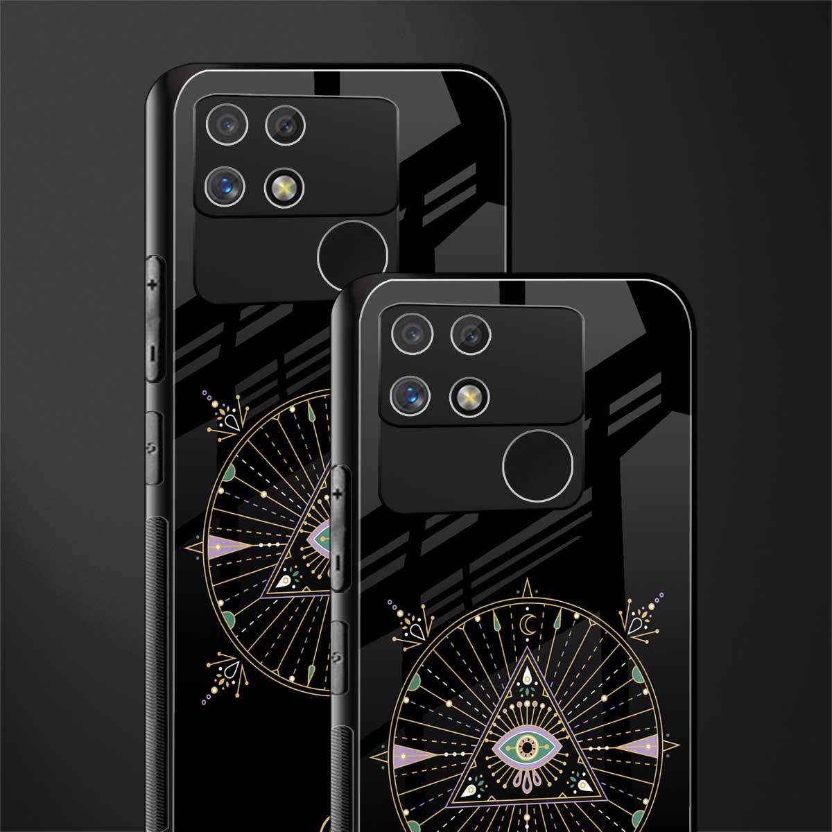 evil eye mandala black back phone cover | glass case for realme narzo 50a