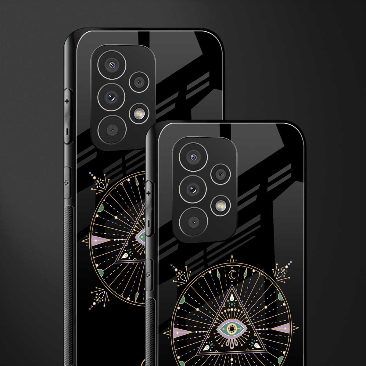evil eye mandala black back phone cover | glass case for samsung galaxy a23