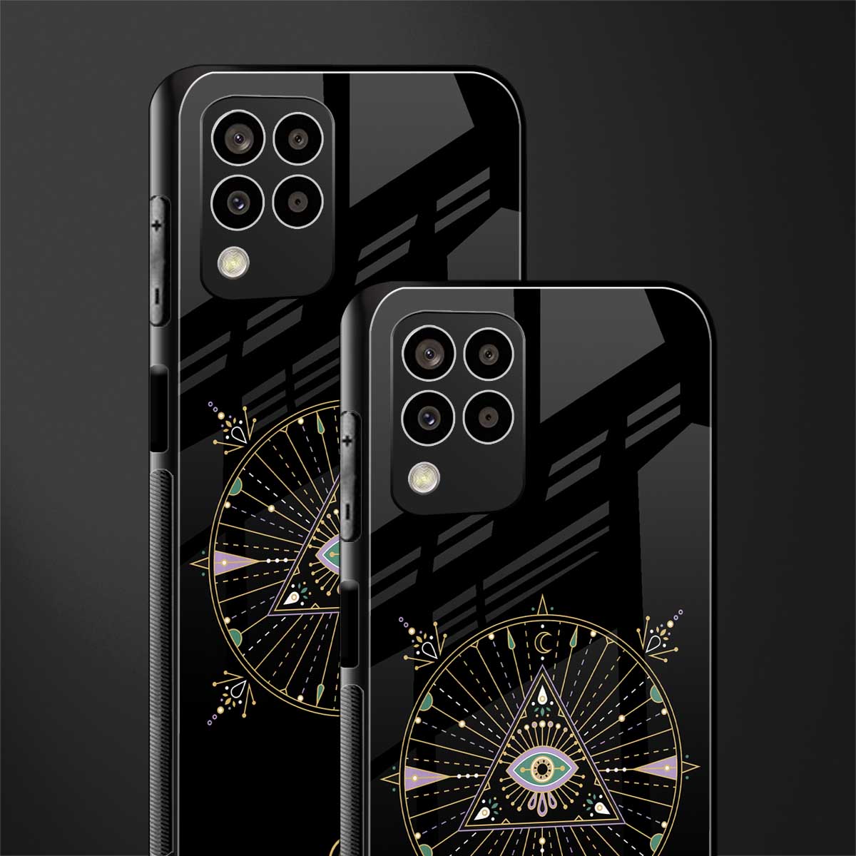 evil eye mandala black back phone cover | glass case for samsung galaxy m33 5g