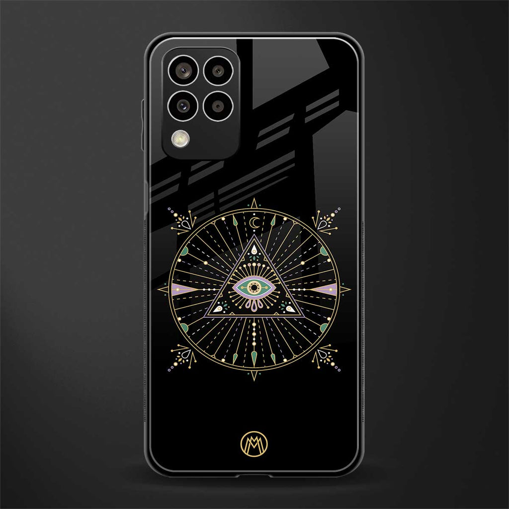 evil eye mandala black back phone cover | glass case for samsung galaxy m33 5g